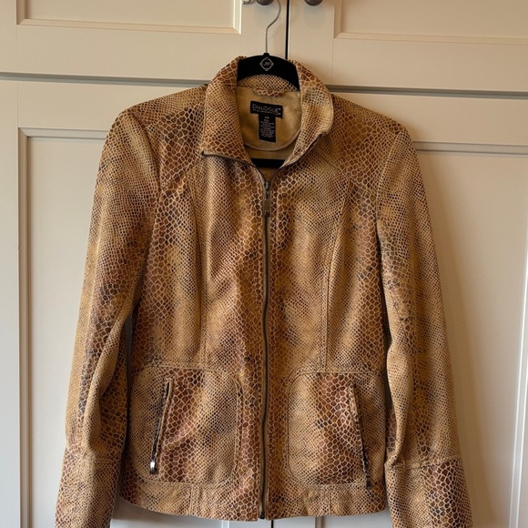 Dialogue Jackets & Blazers - Dialogue Women's Tan Snake Print Leather Jacket